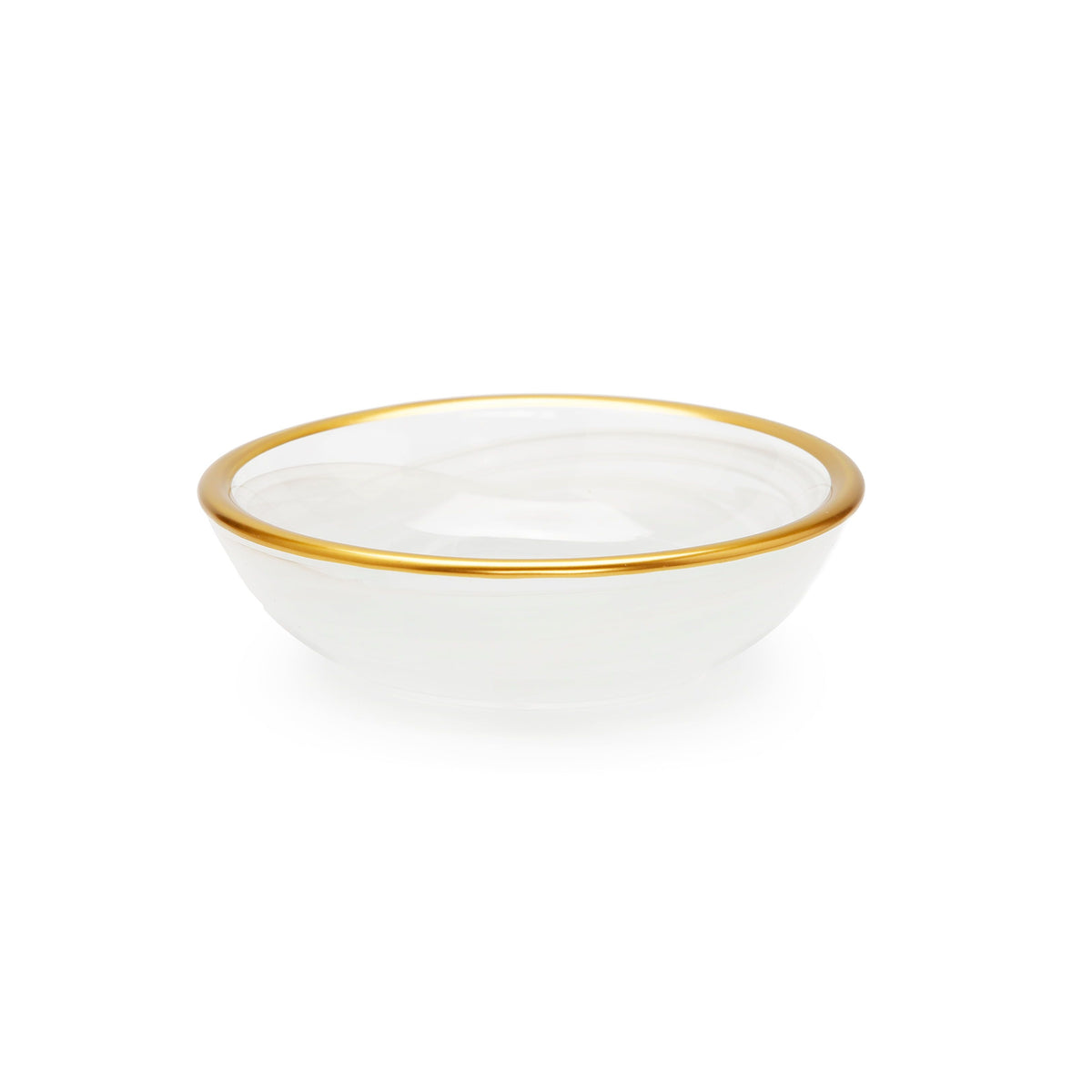Set of 6 Alabaster White Dip Bowls with Gold Rim