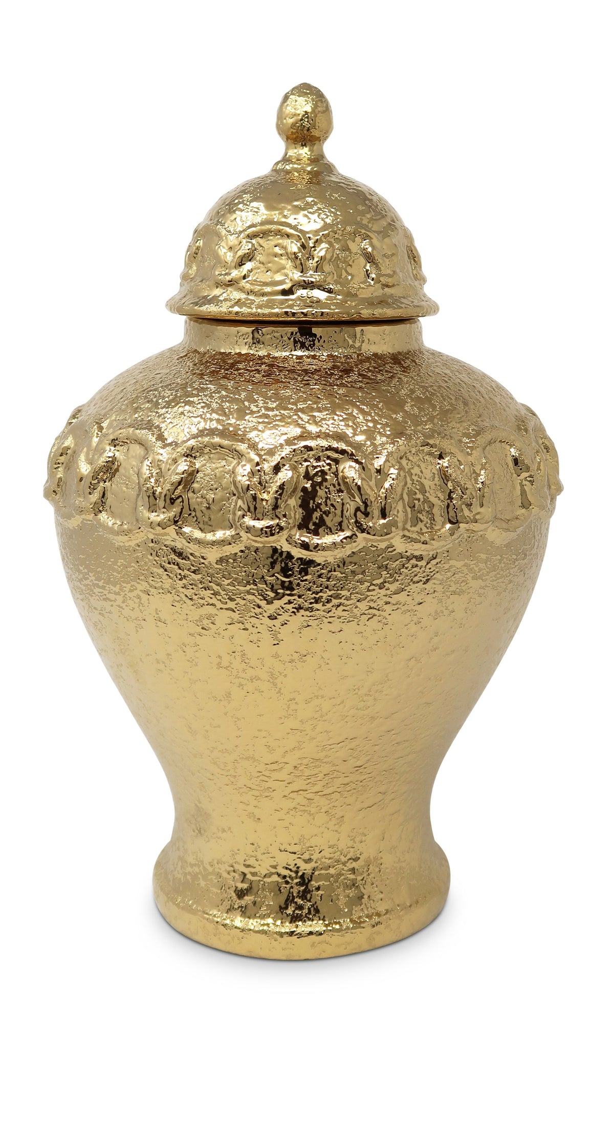 Gold Ginger Jar with Gold Chain Detail