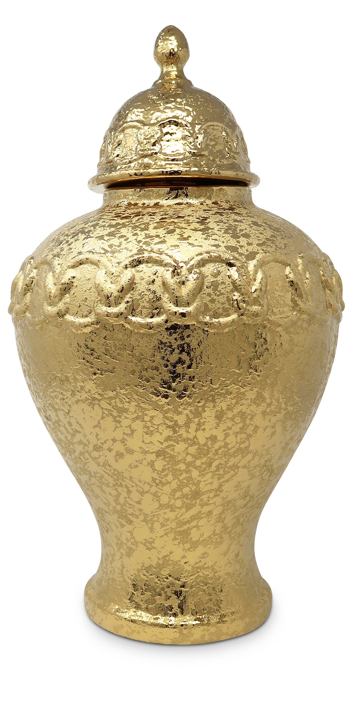 Gold Ginger Jar with Gold Chain Detail