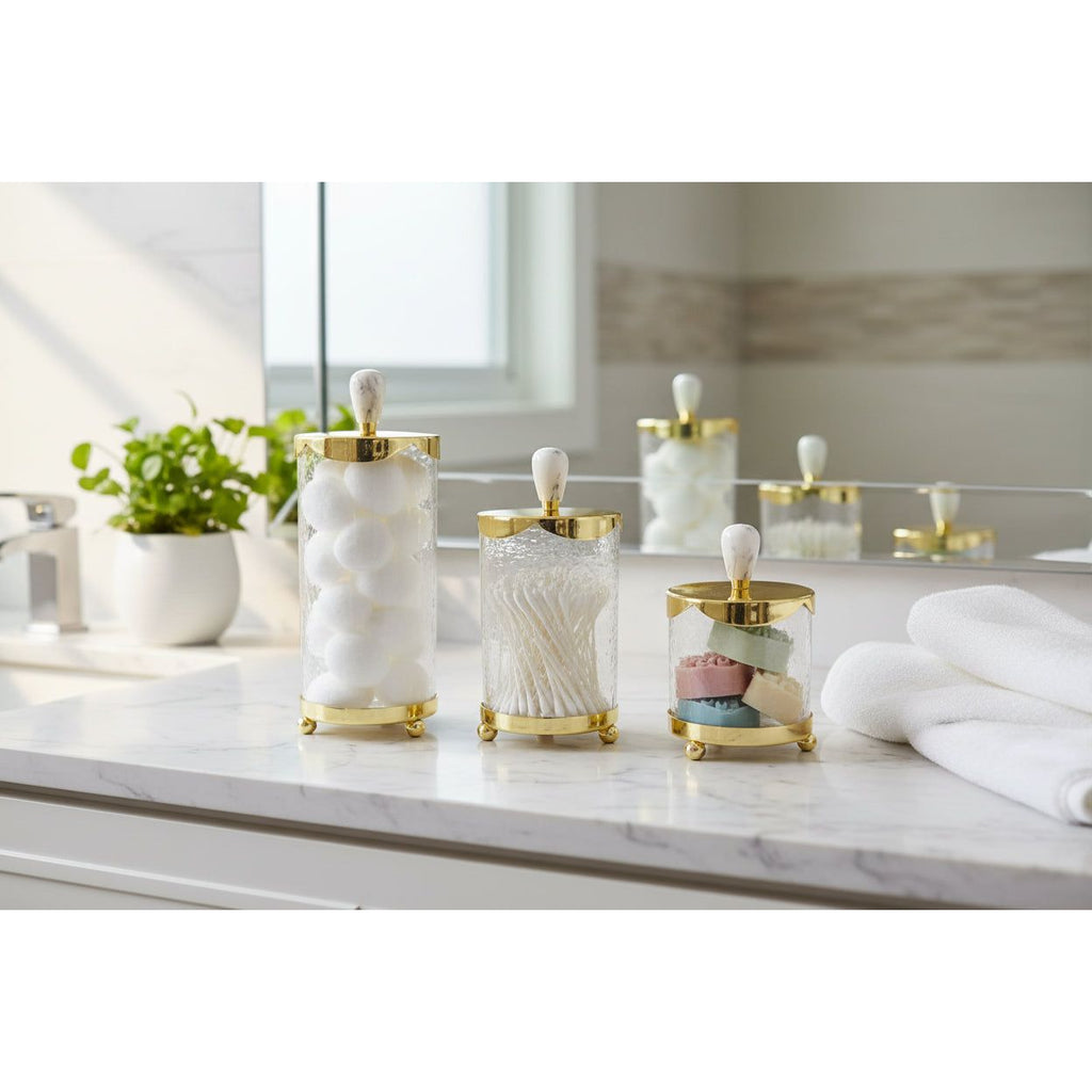 Glass Canister with Metal Lid and Marble Knob (3 Sizes)