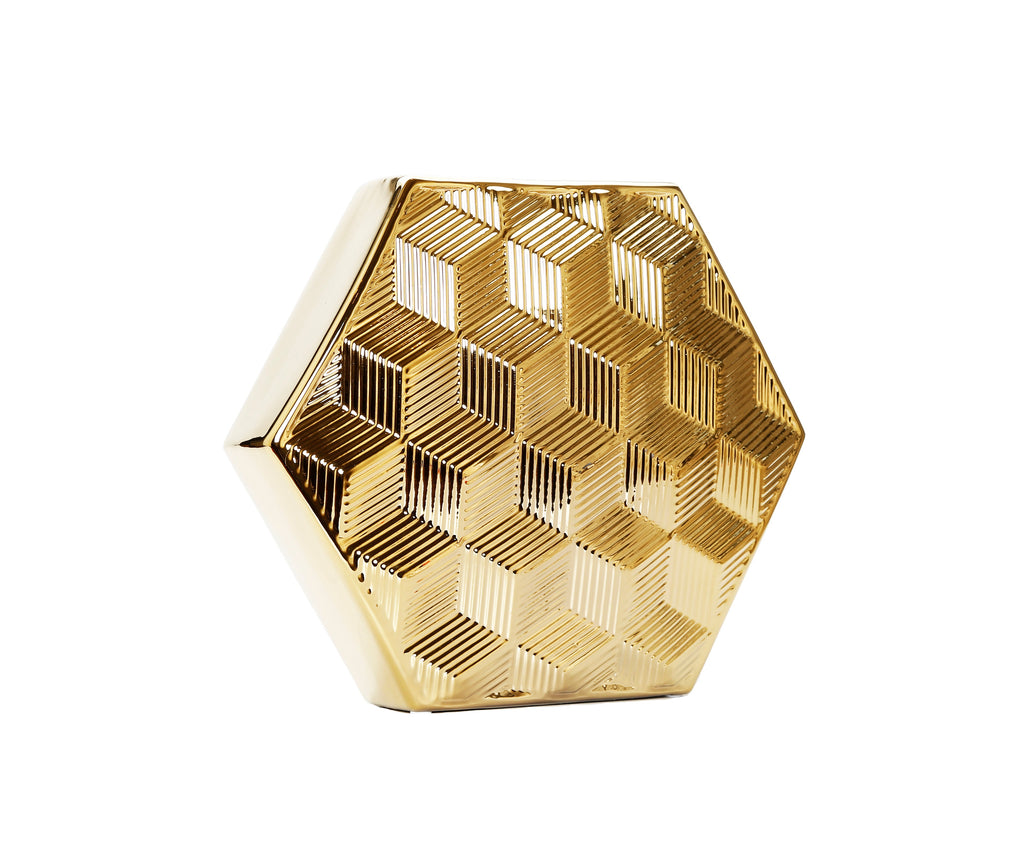 Gold Hexagon Shaped Vase