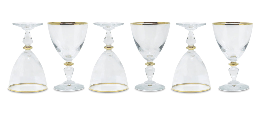 Set of 6 Water Glasses with Gold Accents