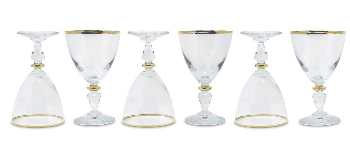 Set of 6 Water Glasses with Gold Accents