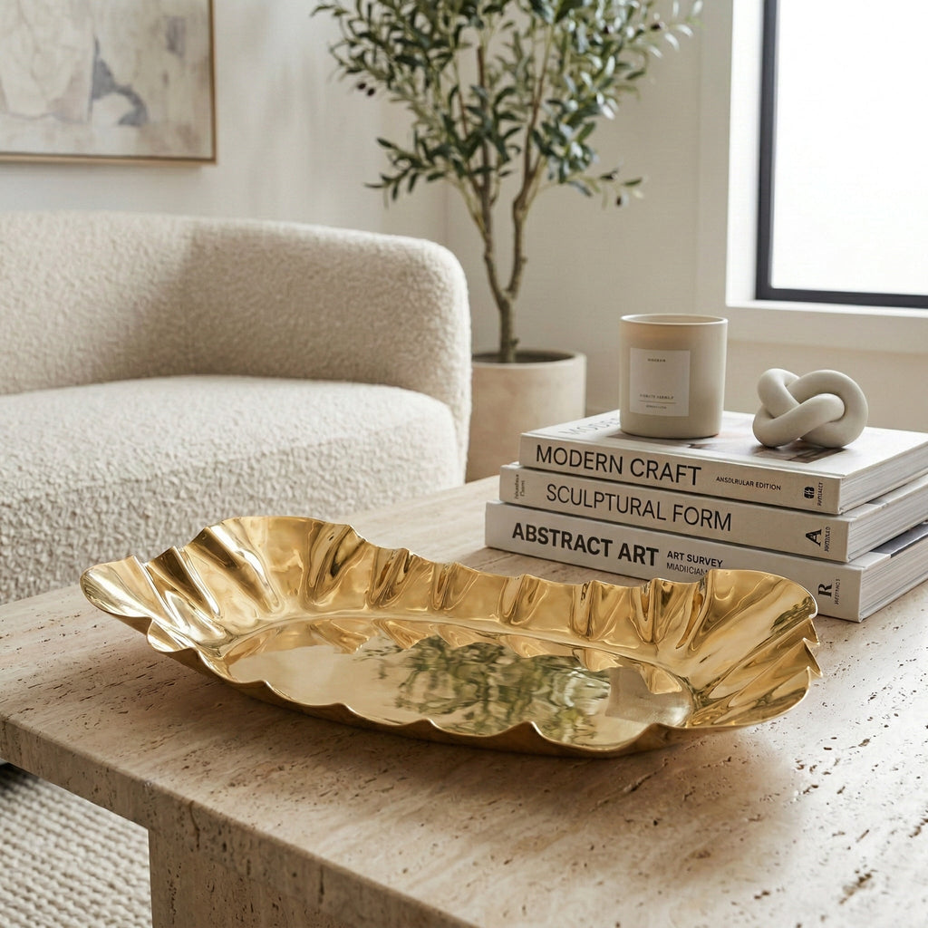 Stainless Steel Hammered Serving Tray, 17.25"L