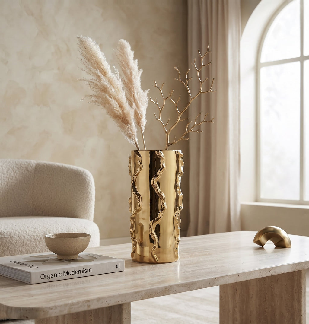 12"H Gold Metallic Vase Swivel Design