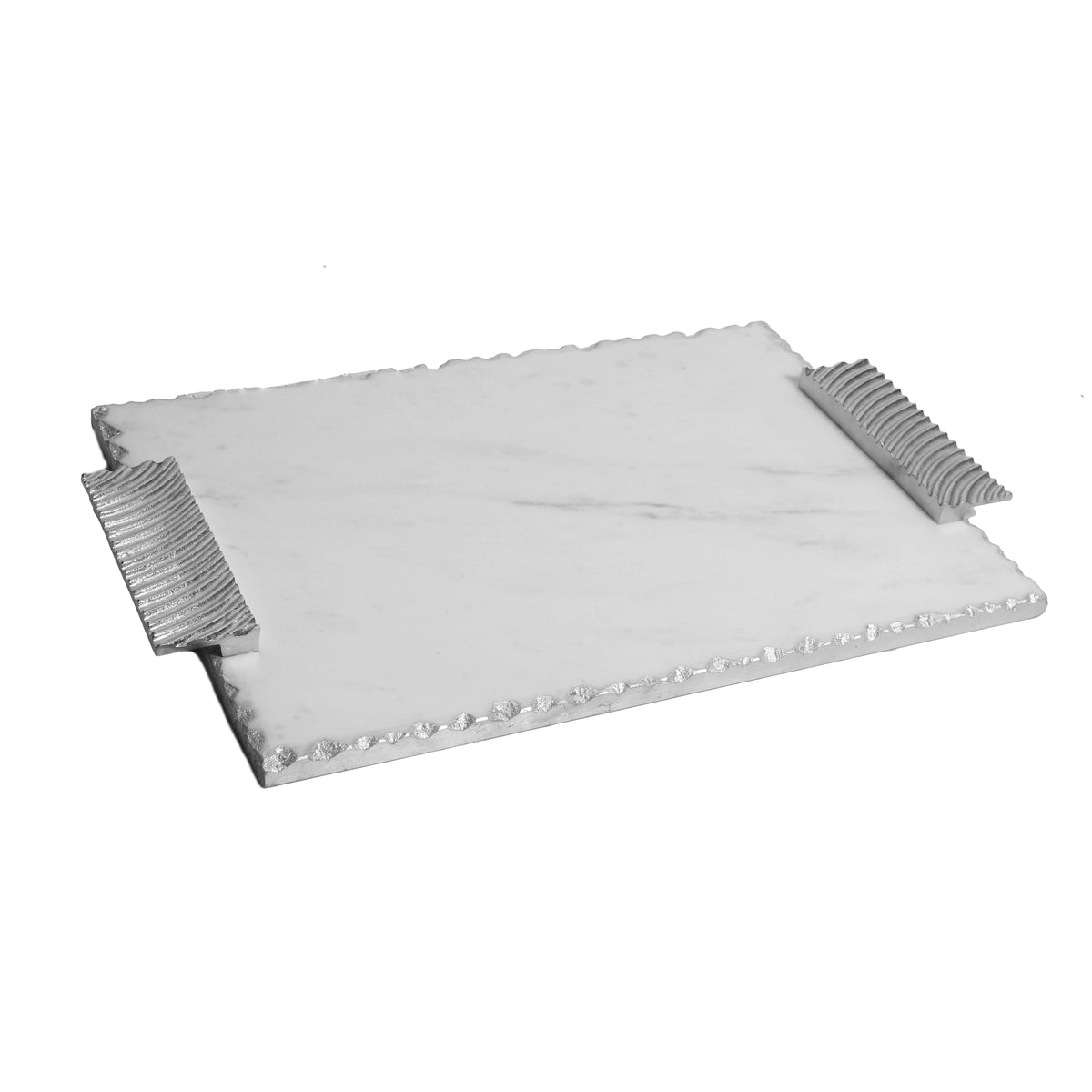 16" Marble Challah Tray with Silver Decorative