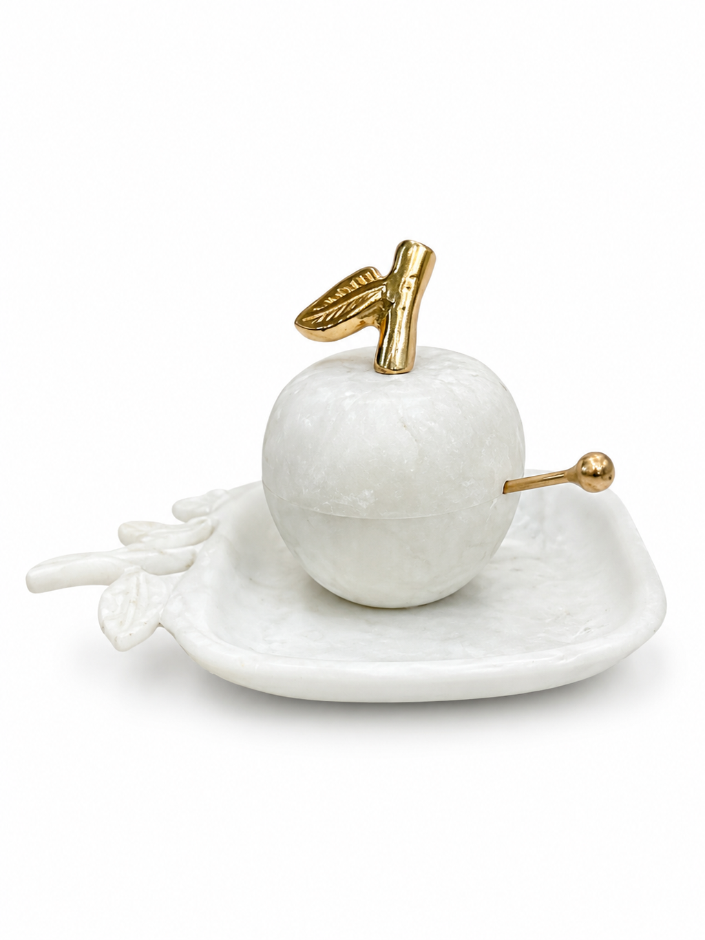 Resin Apple Honey Dish with Gold Accents