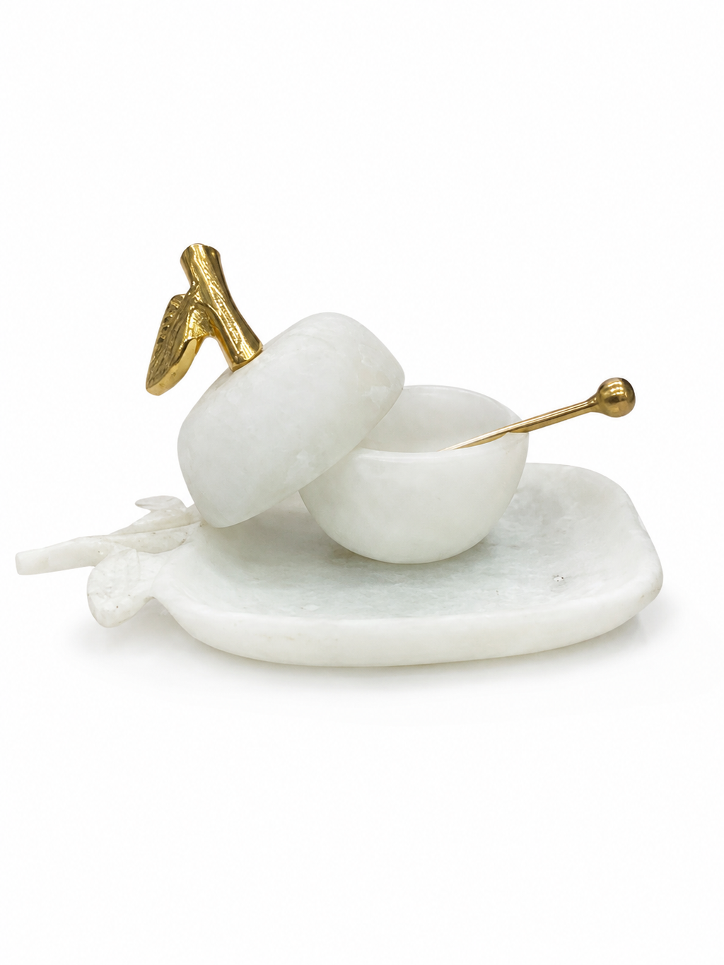 Resin Apple Honey Dish with Gold Accents