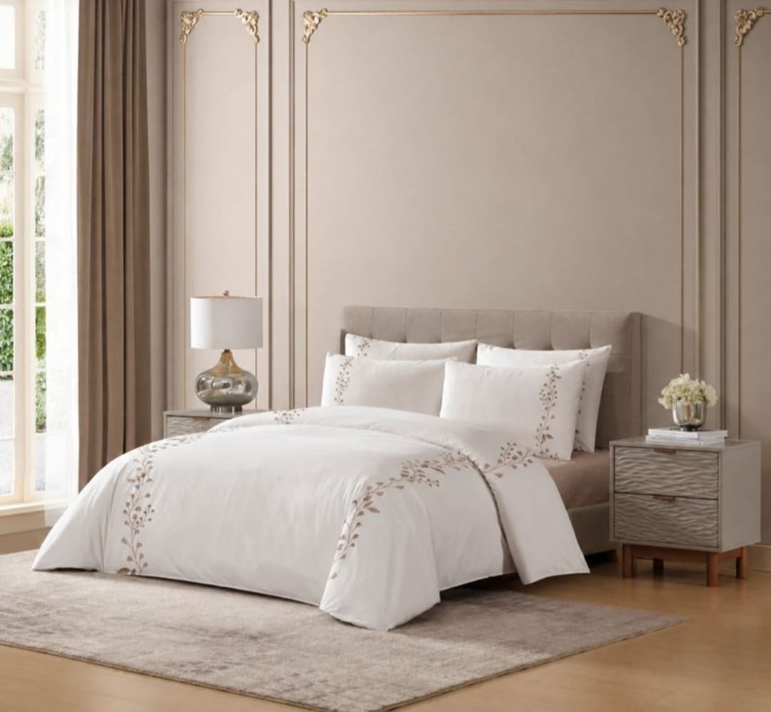 Vine Hotel Style Taupe Duvet Cover Bedding Set