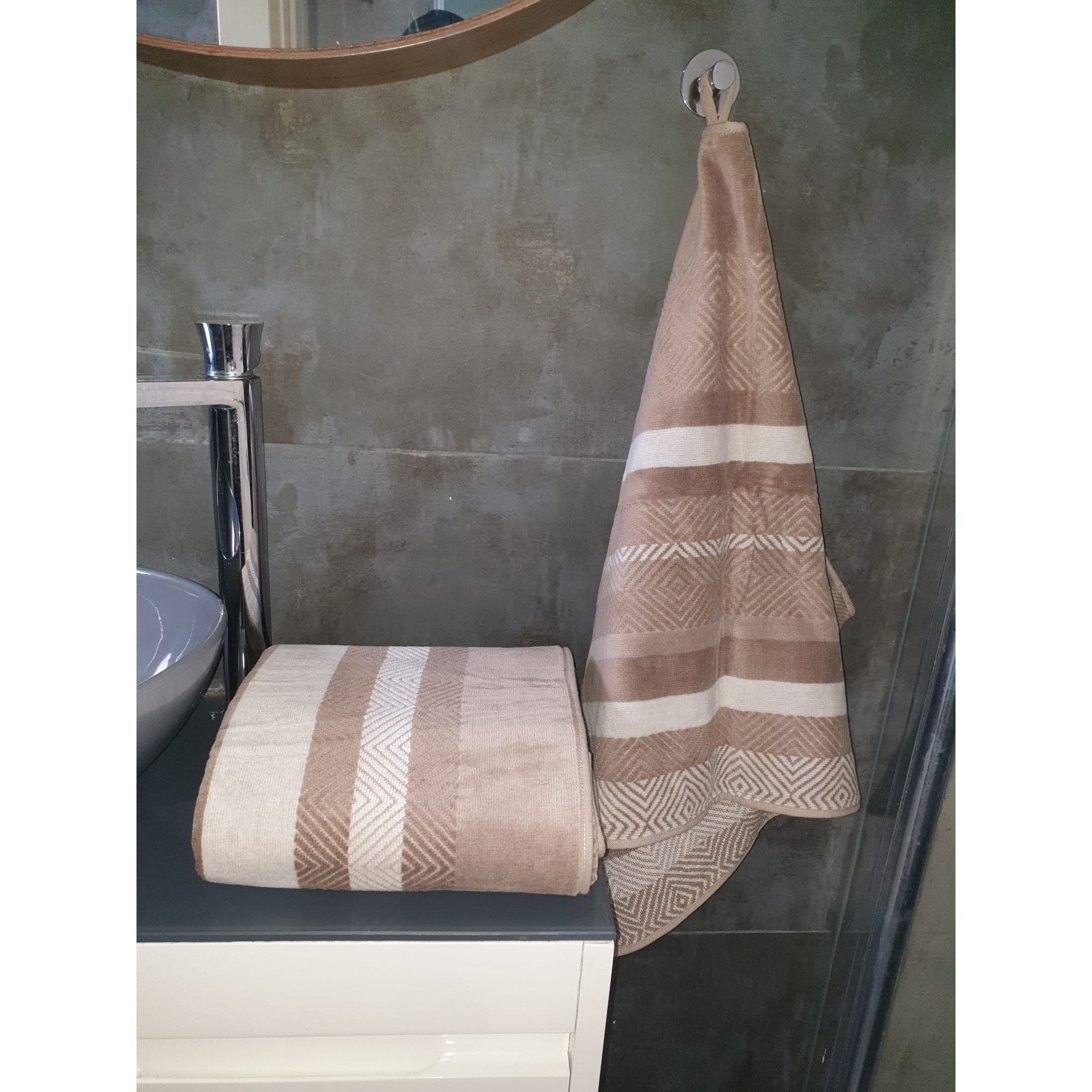 Zig Zag Towel Brown