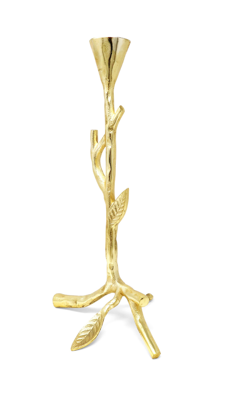 Gold Taper Candle Holder with Branch Design, 2 sizes