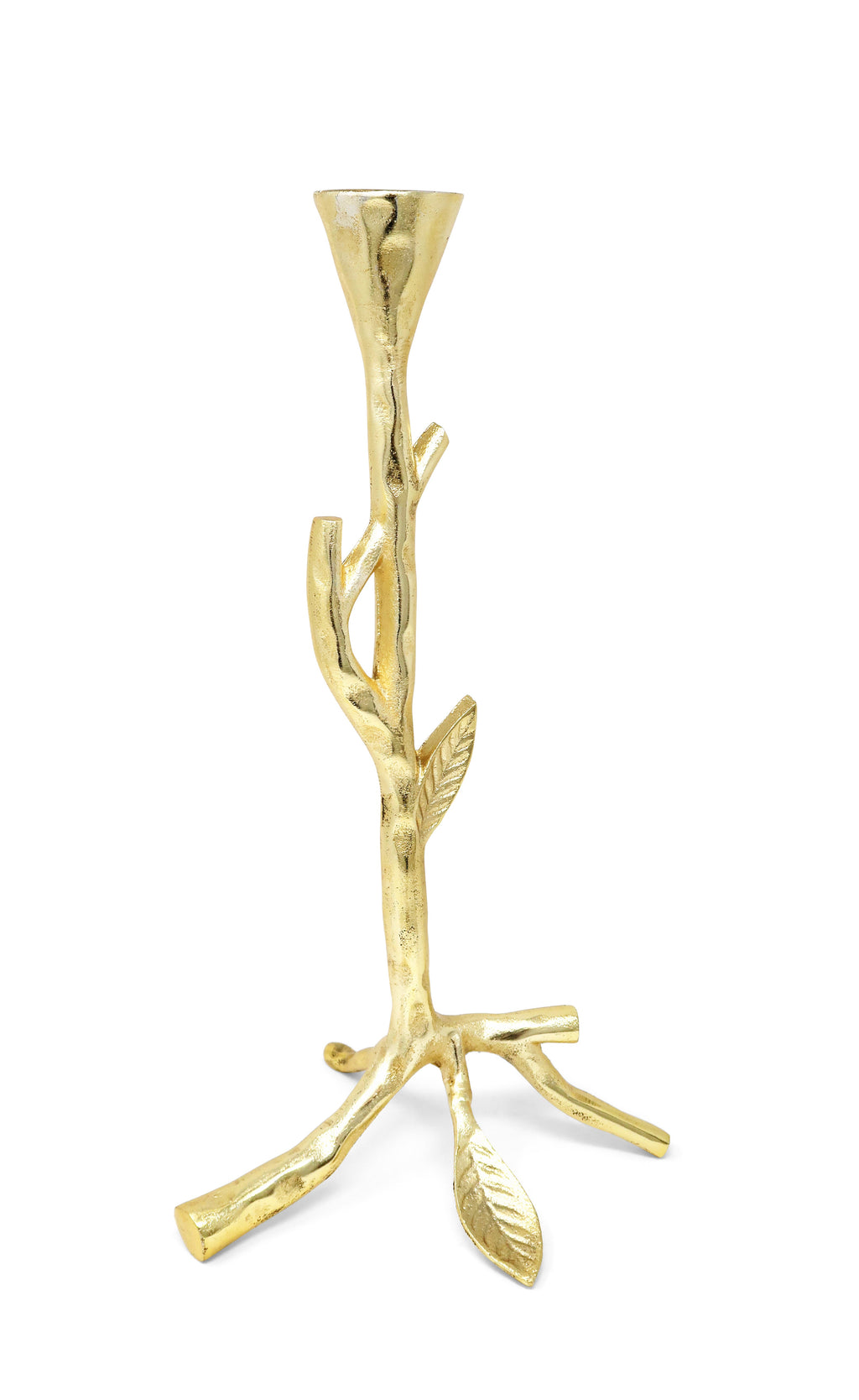 Gold Taper Candle Holder with Branch Design, 2 sizes