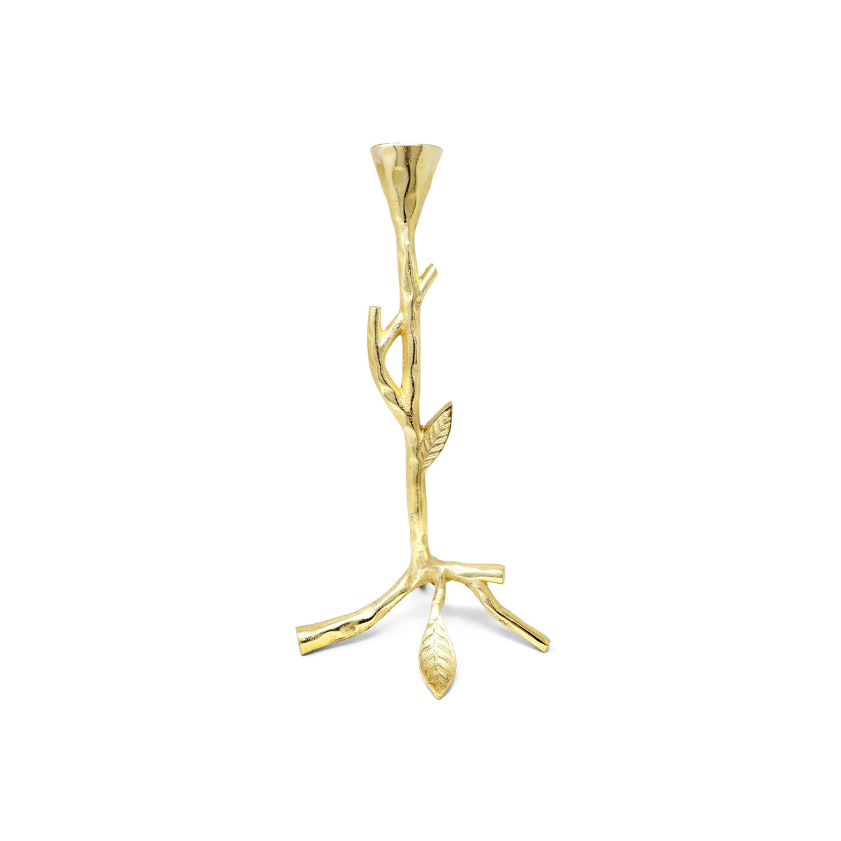 Gold Taper Candle Holder with Branch Design, 2 sizes