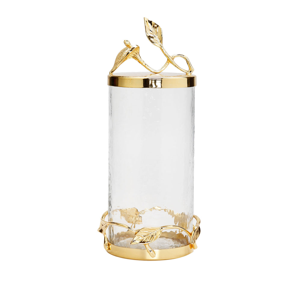 Hammered Glass Canister with Gold Leaf Lid