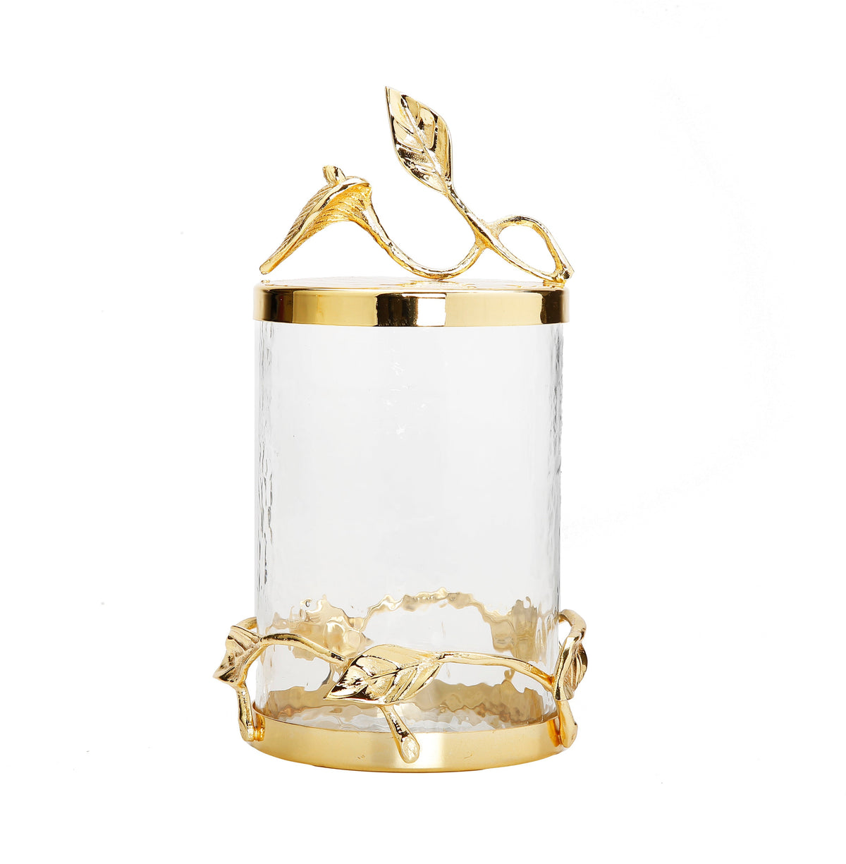 Hammered Glass Canister with Gold Leaf Lid