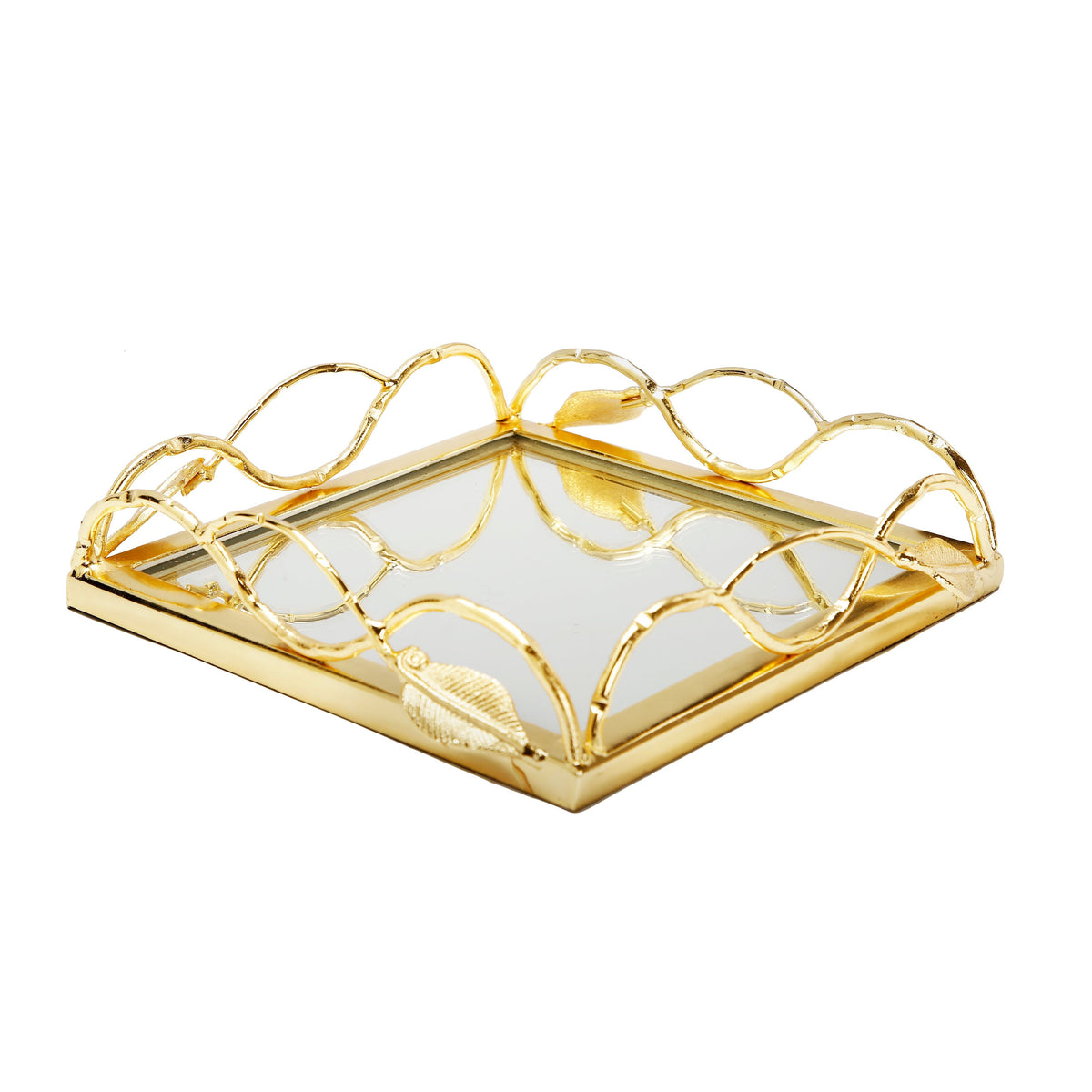 Mirror Napkin Holder with Gold Leaf Design