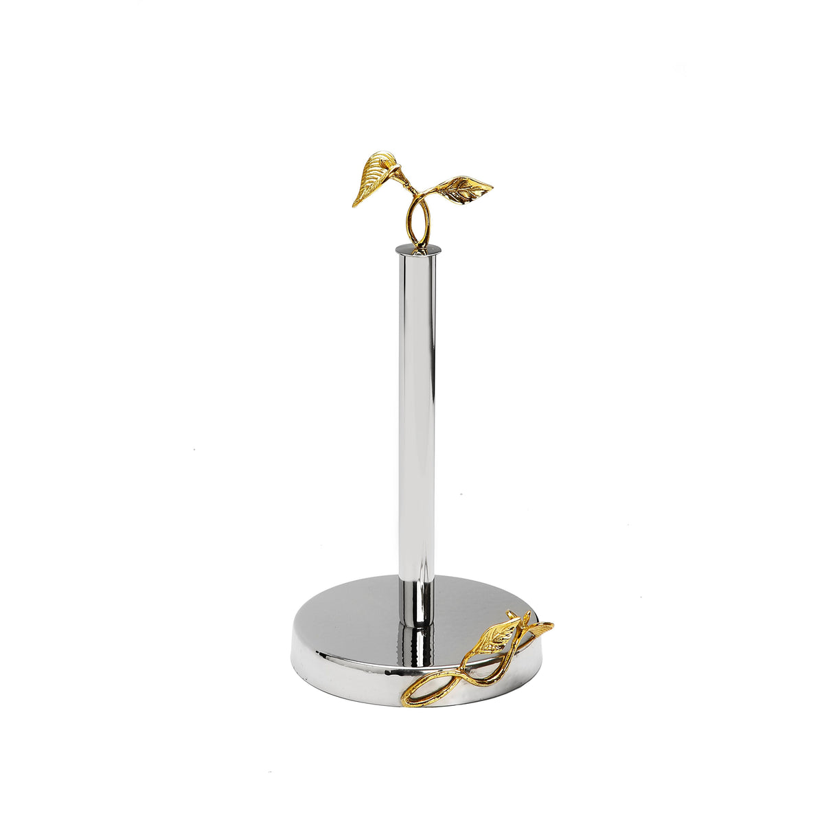 Stainless Steel Paper Towel Holder with Gold Leaf Design