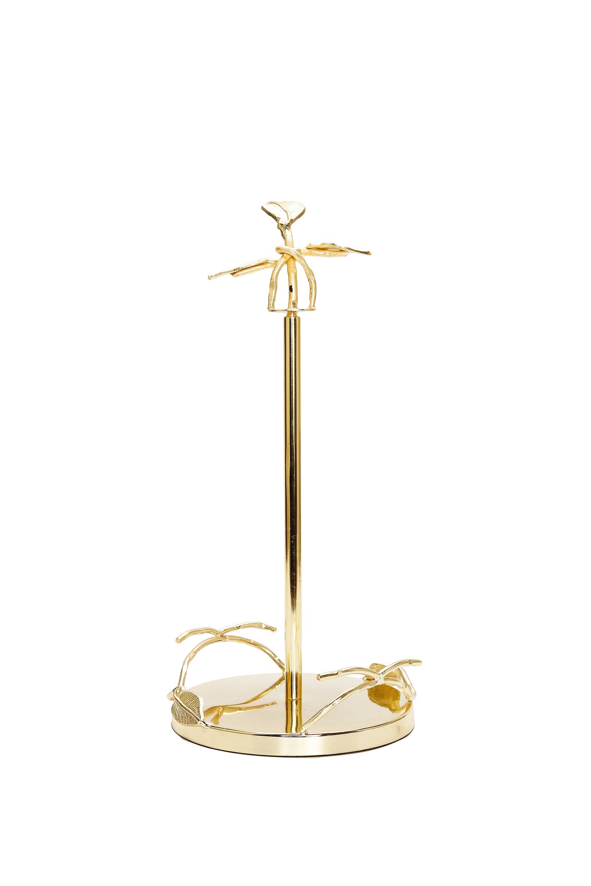 Gold Paper Towel Holder with Leaf Design - 7" Base