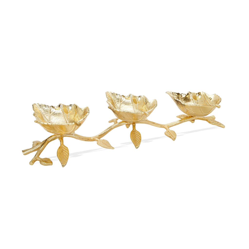 Gold Leaf 3 Sectional Relish Dish