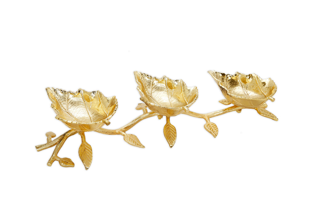 Gold Leaf 3 Sectional Relish Dish