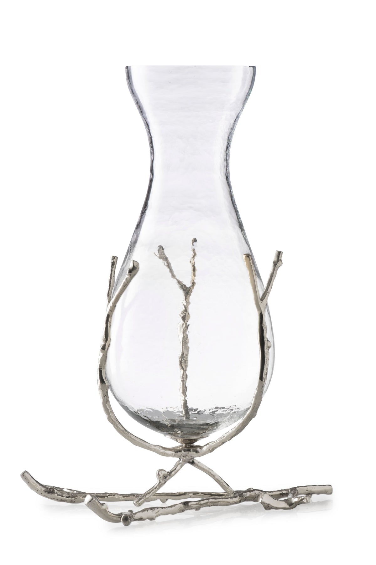 Glass Vase with Silver Twig Base