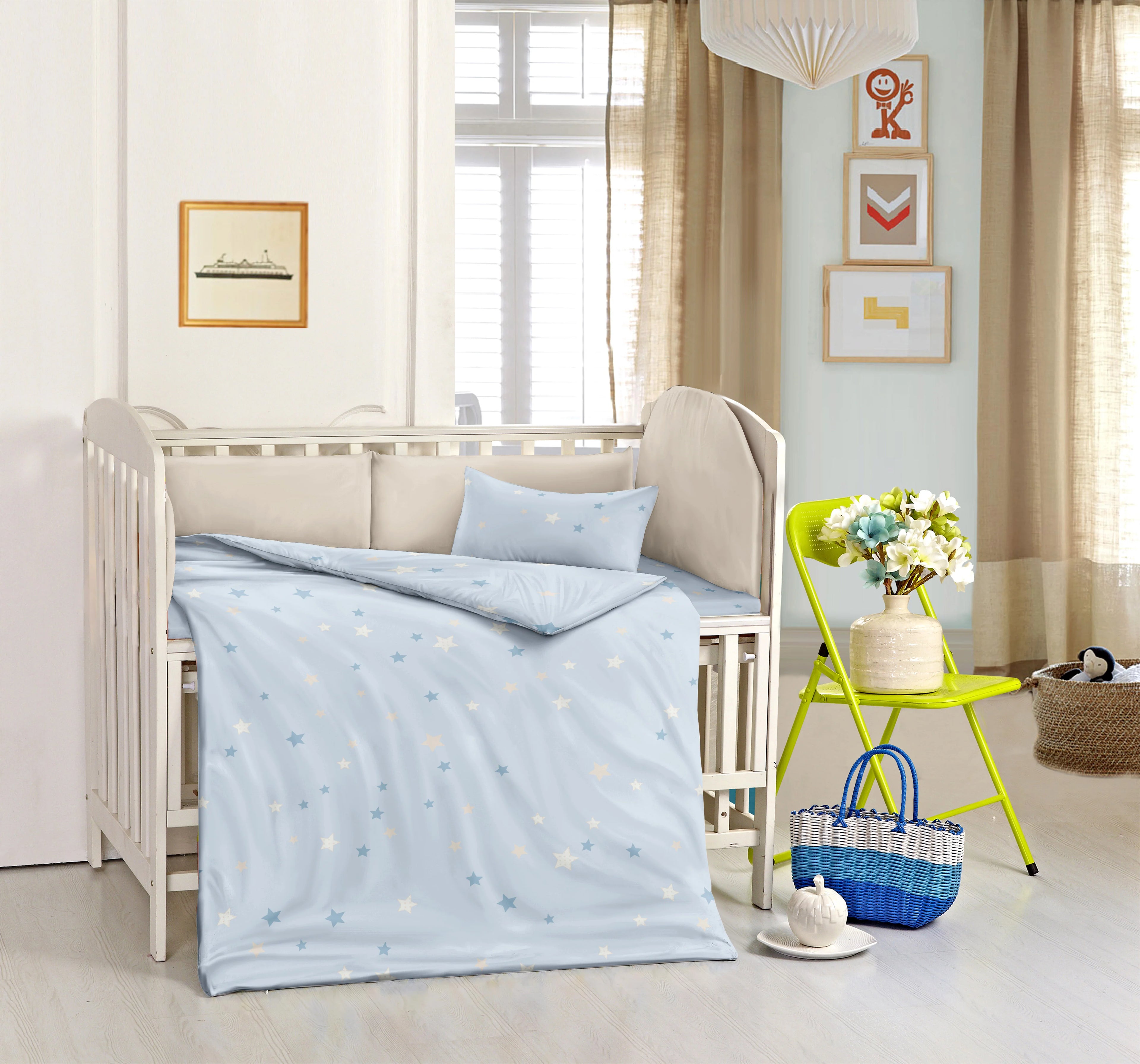 Light Blue Star Duvet Cover Bedding Set