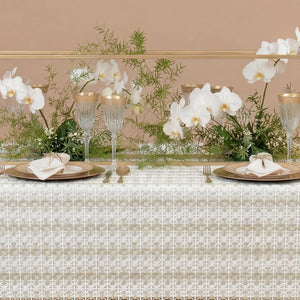 Manrola White/Gold Tablecloth