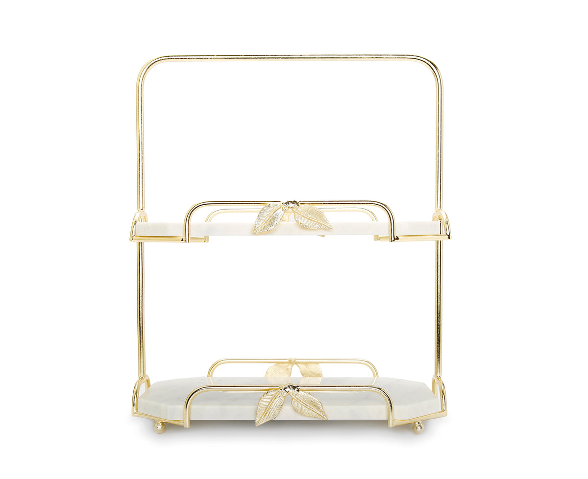 2-Tier Marble and Gold Centerpiece