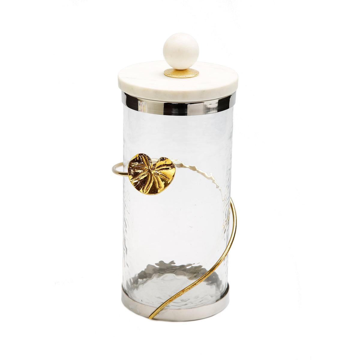 Canister with Floral Lotus Art