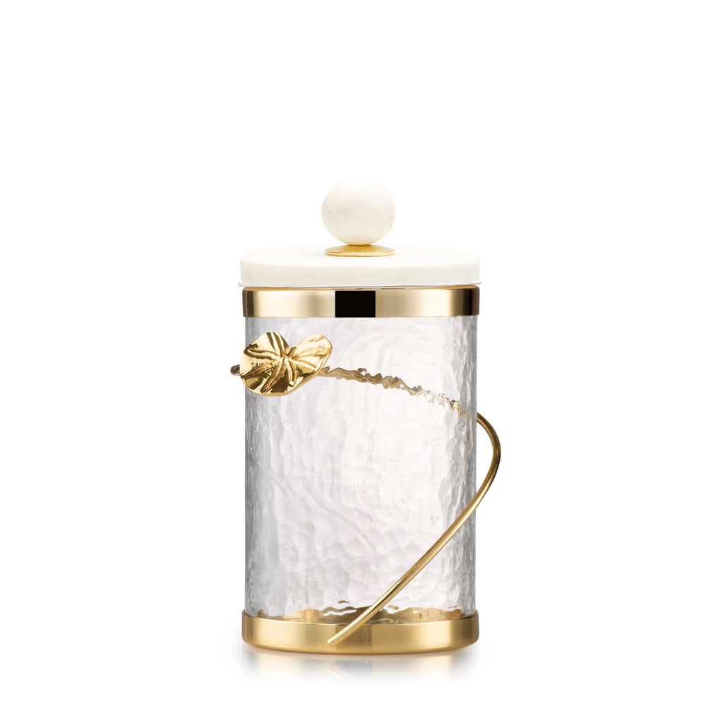 Canister with Floral Lotus Art