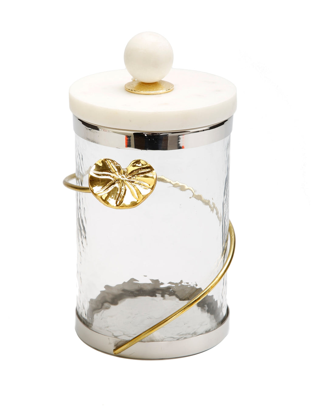 Canister with Floral Lotus Art