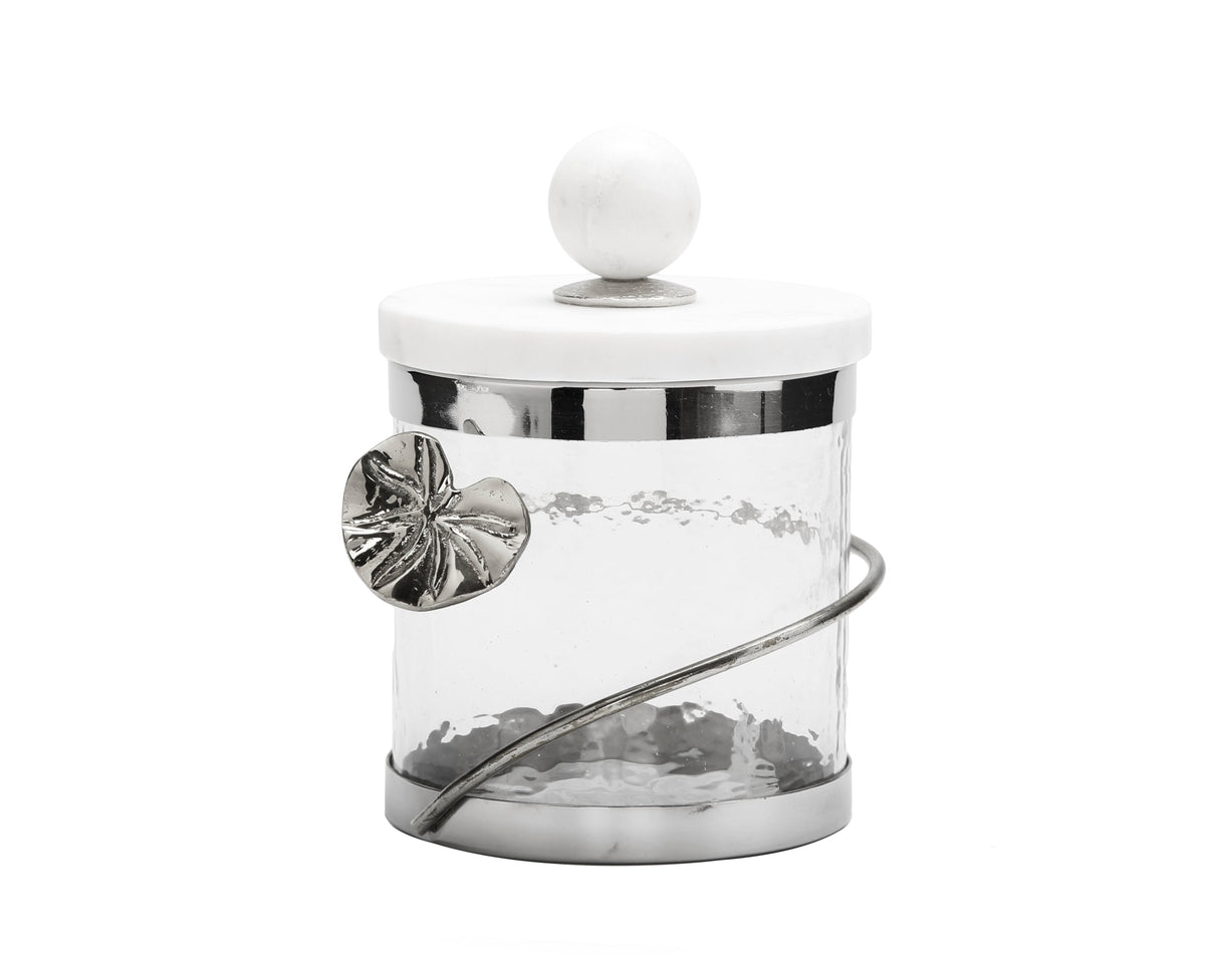 Canister with Floral Lotus Art