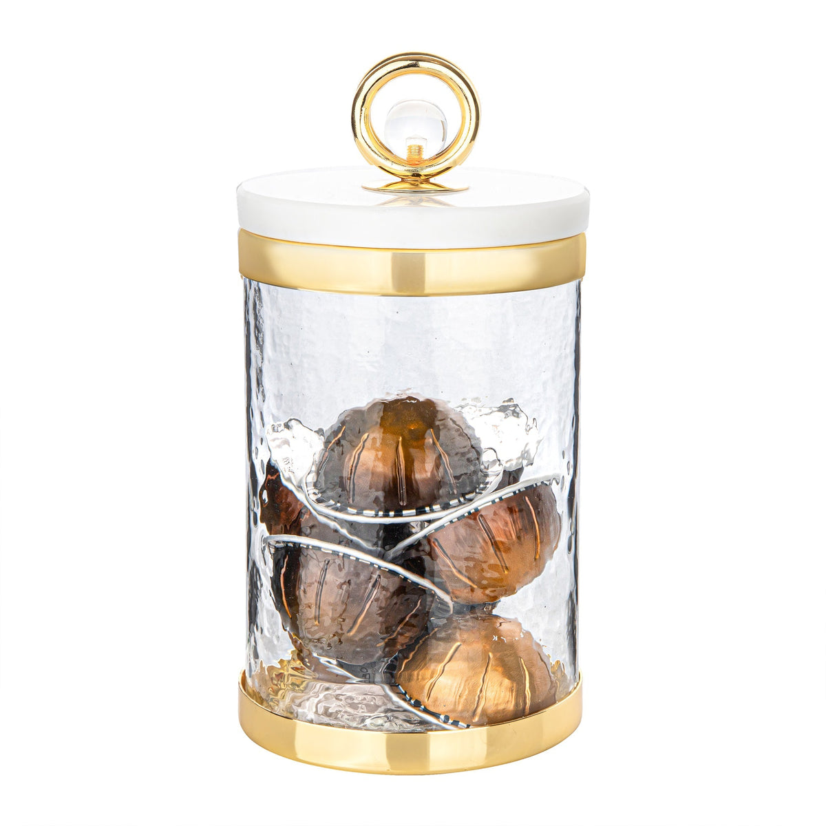 Canister with Marble Lid and Clear Ball Knob (3 Size Options)