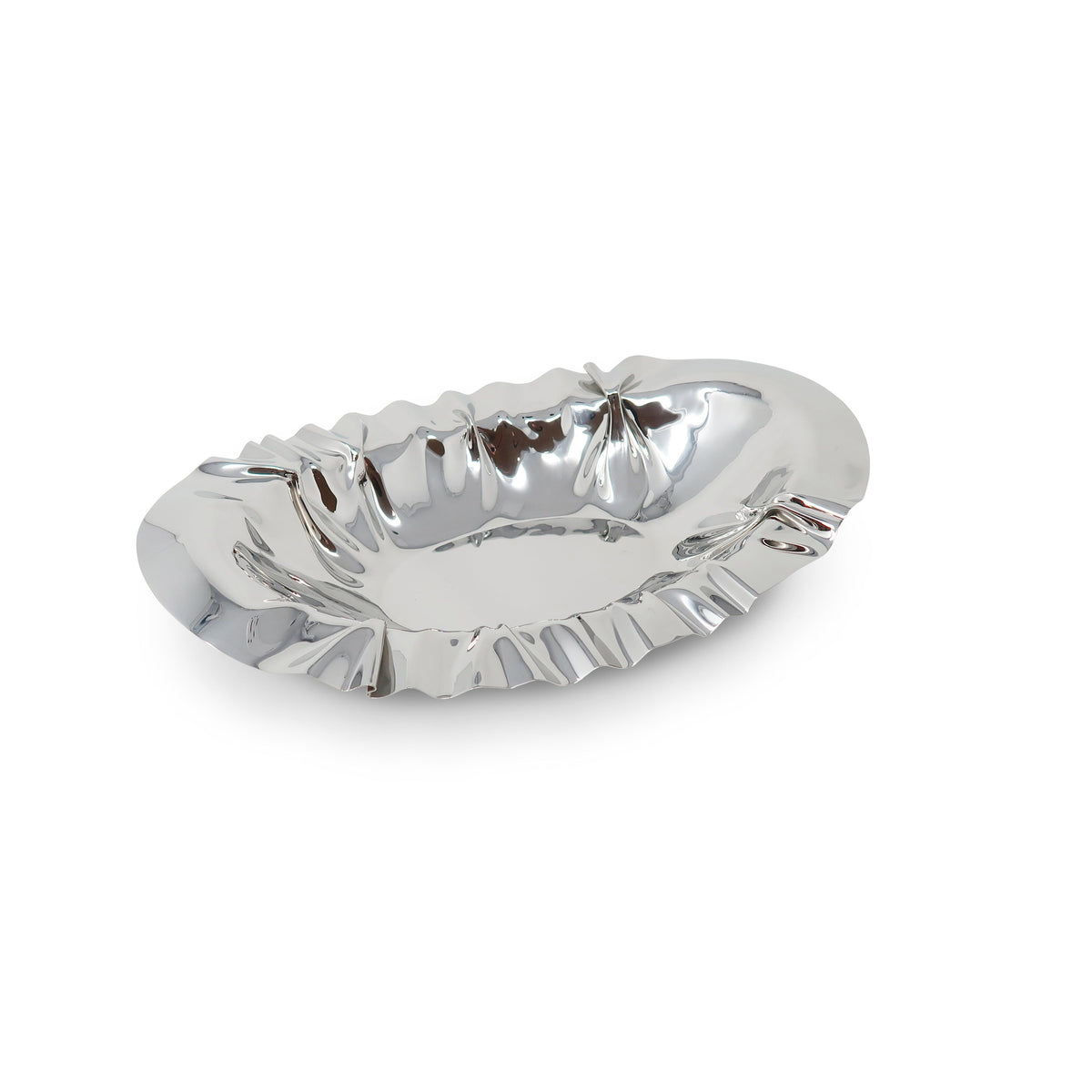Oval Shaped Stainless Steel Bowl with Ruffle Edge