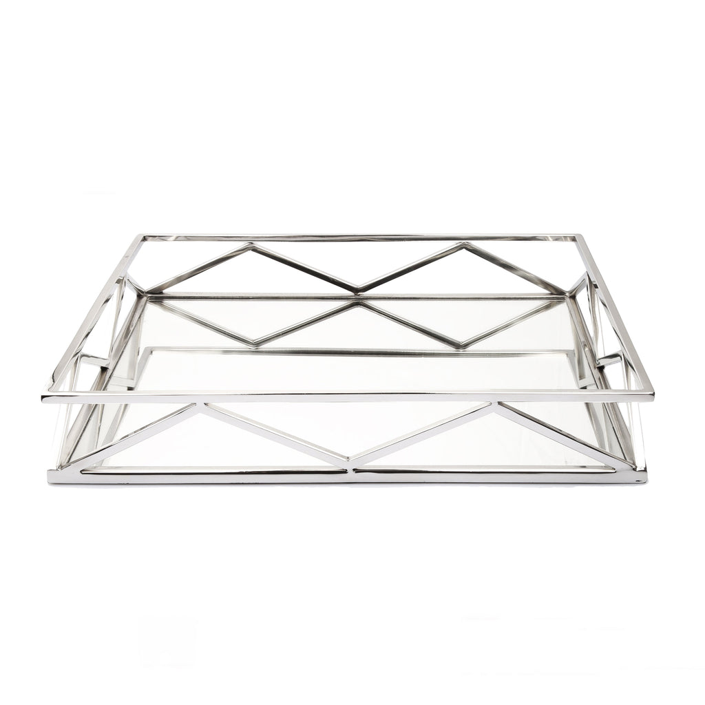 Oblong Mirror Tray with V-design