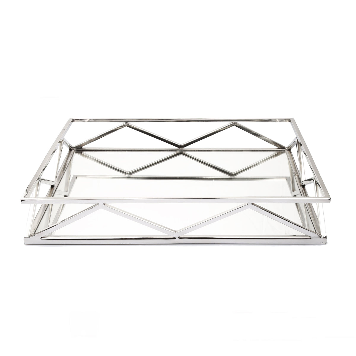 Oblong Mirror Tray with V-design