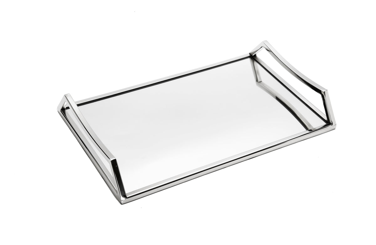 Oblong Mirror Serving Tray with Handles
