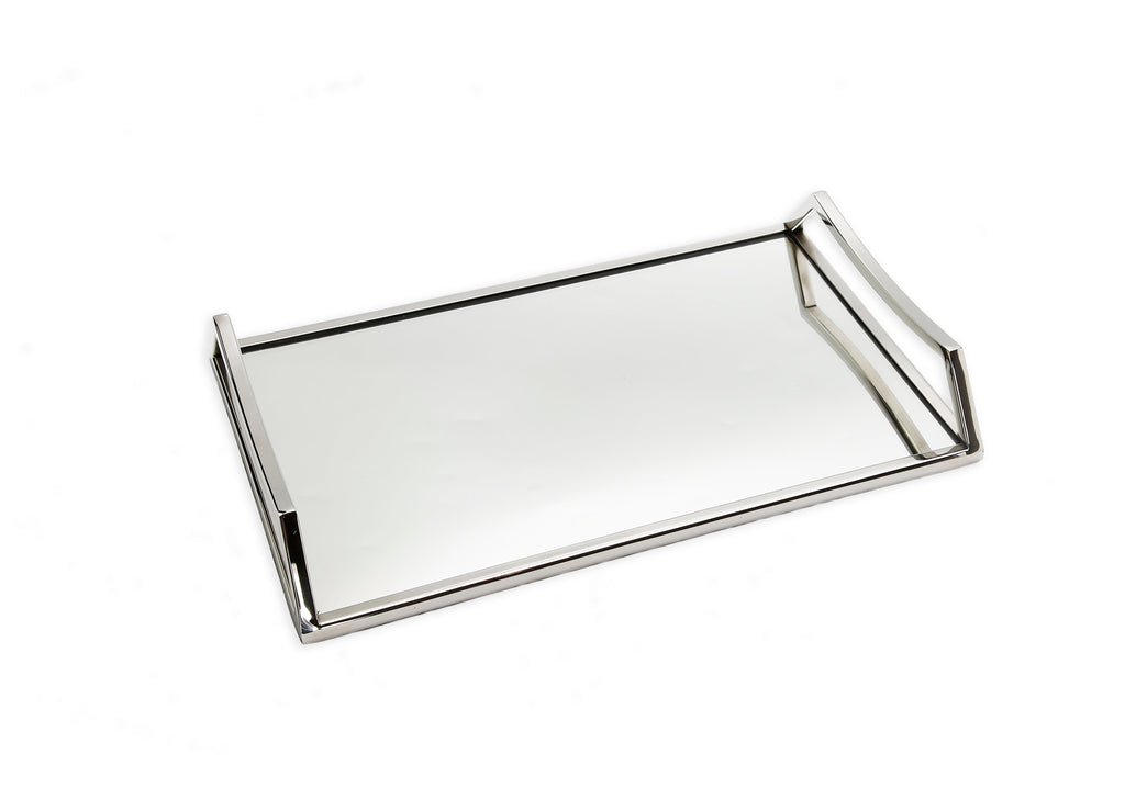 Oblong Mirror Serving Tray with Handles