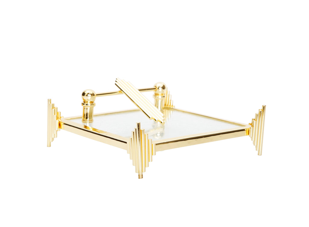 Gold Square Napkin Holder Symmetrical Design