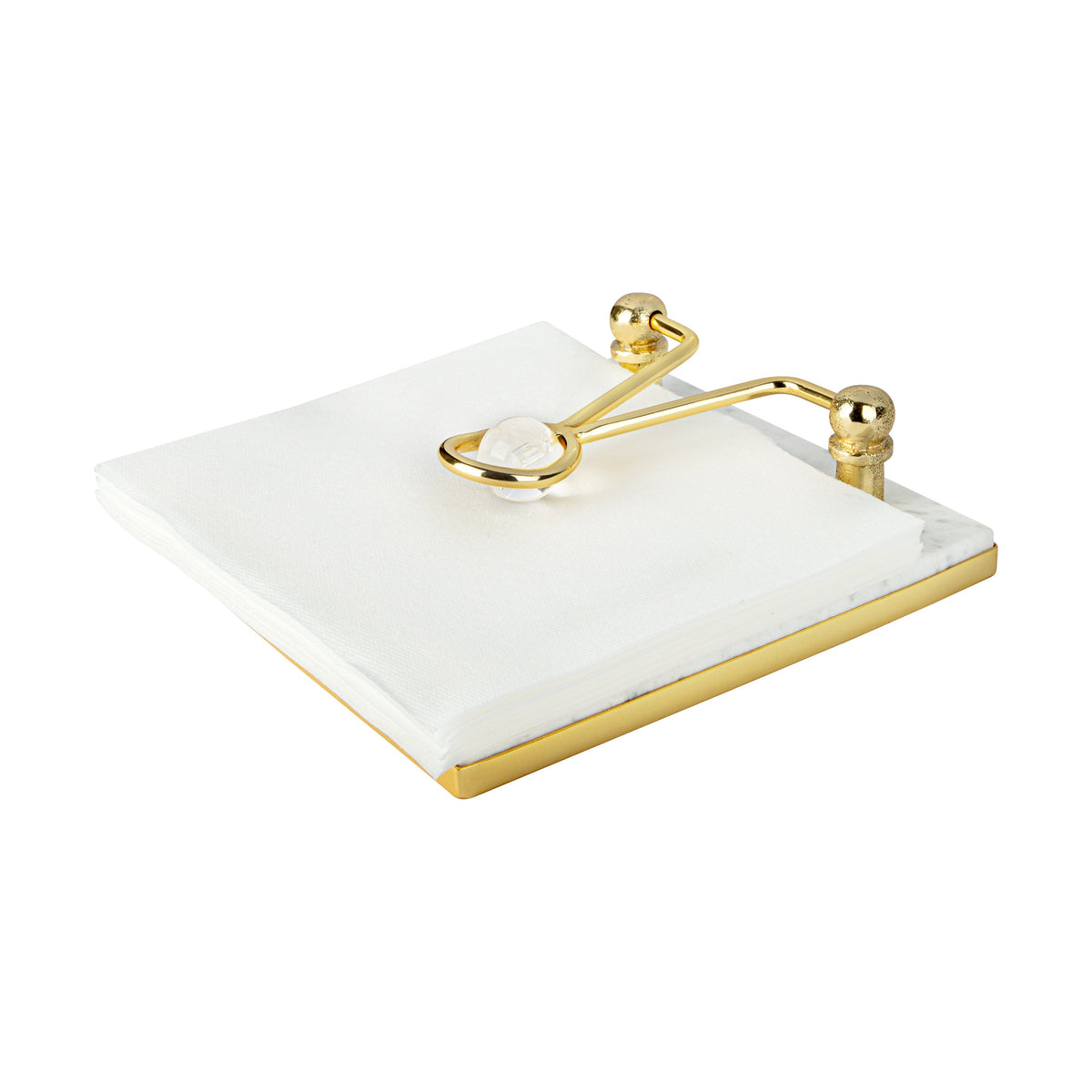 Square Napkin Holder with Ball Detail - 7.5"