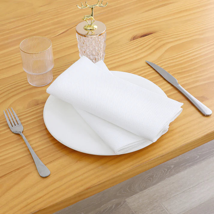 Linen Look Harvest Weave White Napkin