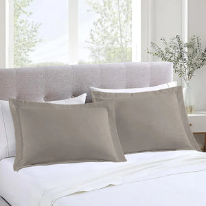 Majestic Solid Cotton pillowcases - Taupe