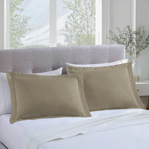 Majestic Solid Cotton pillowcases - Light Taupe
