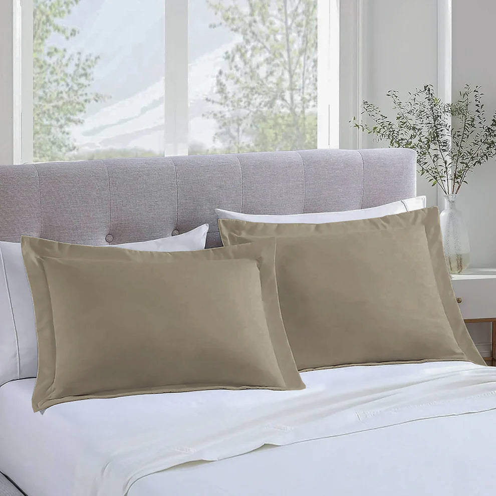 Majestic Solid Cotton pillowcases - Light Taupe