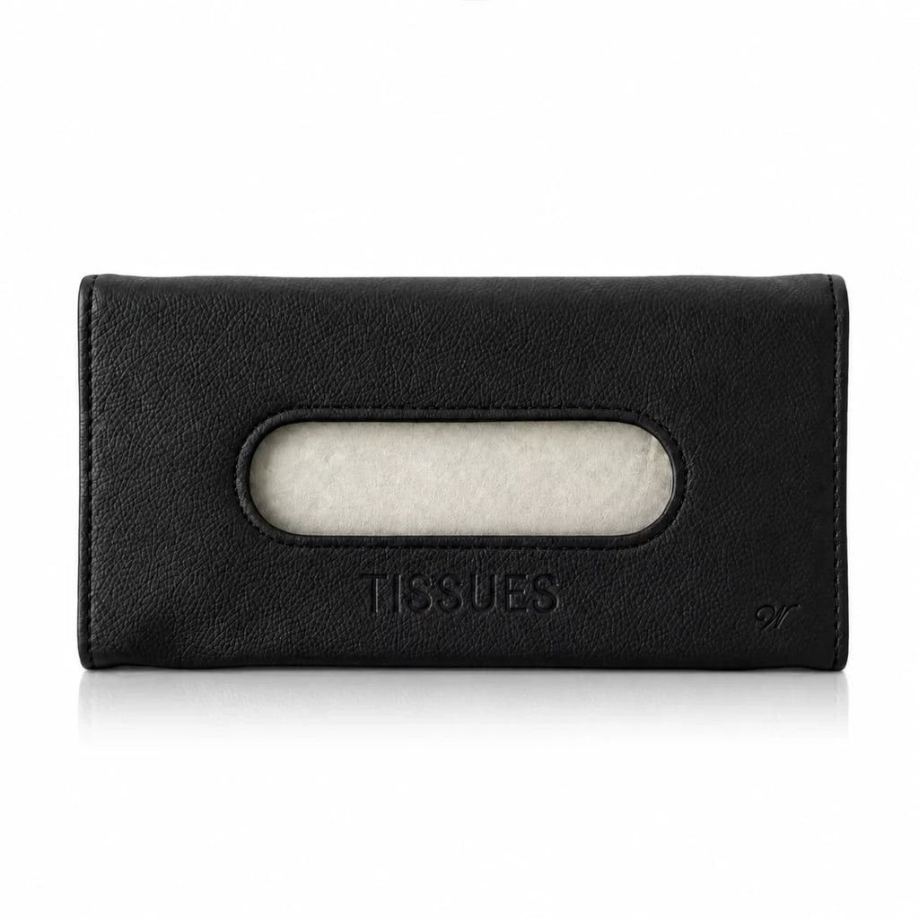 Black leatherette car tissue holder from the Tefillas Haderech gift set