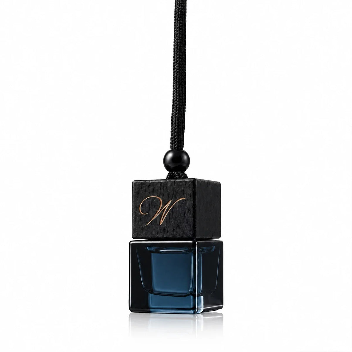 Hanging car diffuser with a black leatherette cap and gold monogram, Tefilat Haderech gift set