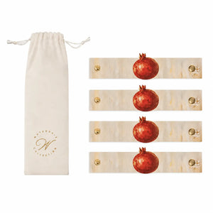 Rosh Hashanah Leather Painted Pomegranate Napkin Wraps