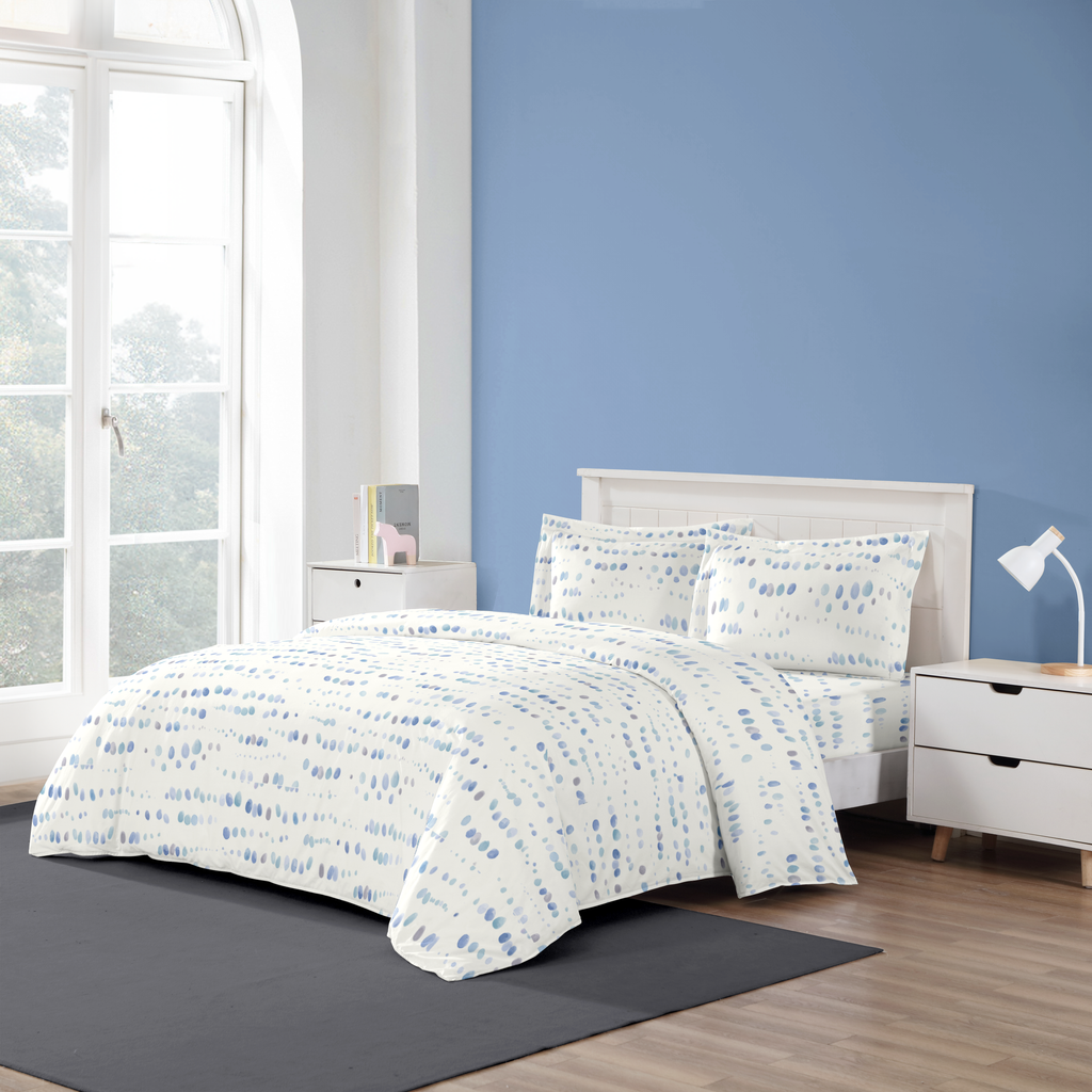 Paint Dabs Blue Duvet Cover Bedding Set