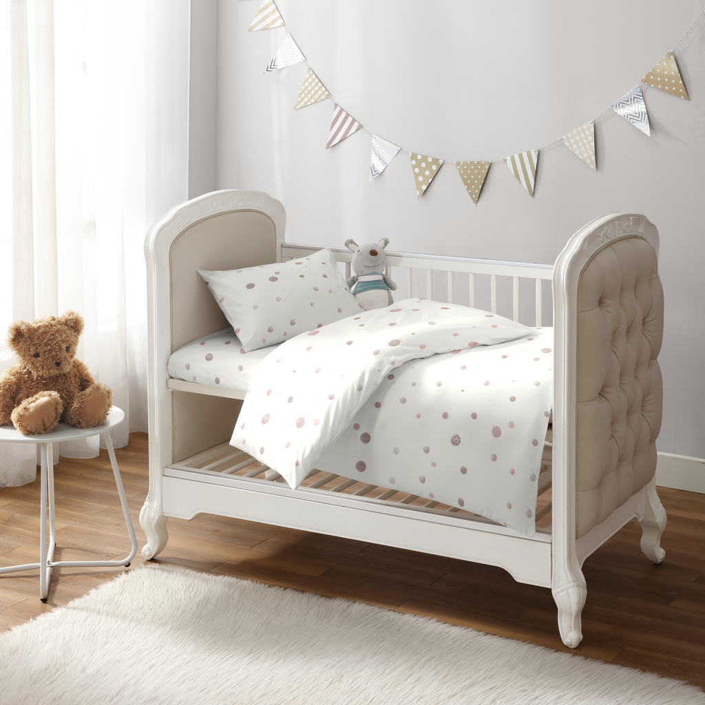 Patterned Dots Pink Duvet Cover Bedding Set