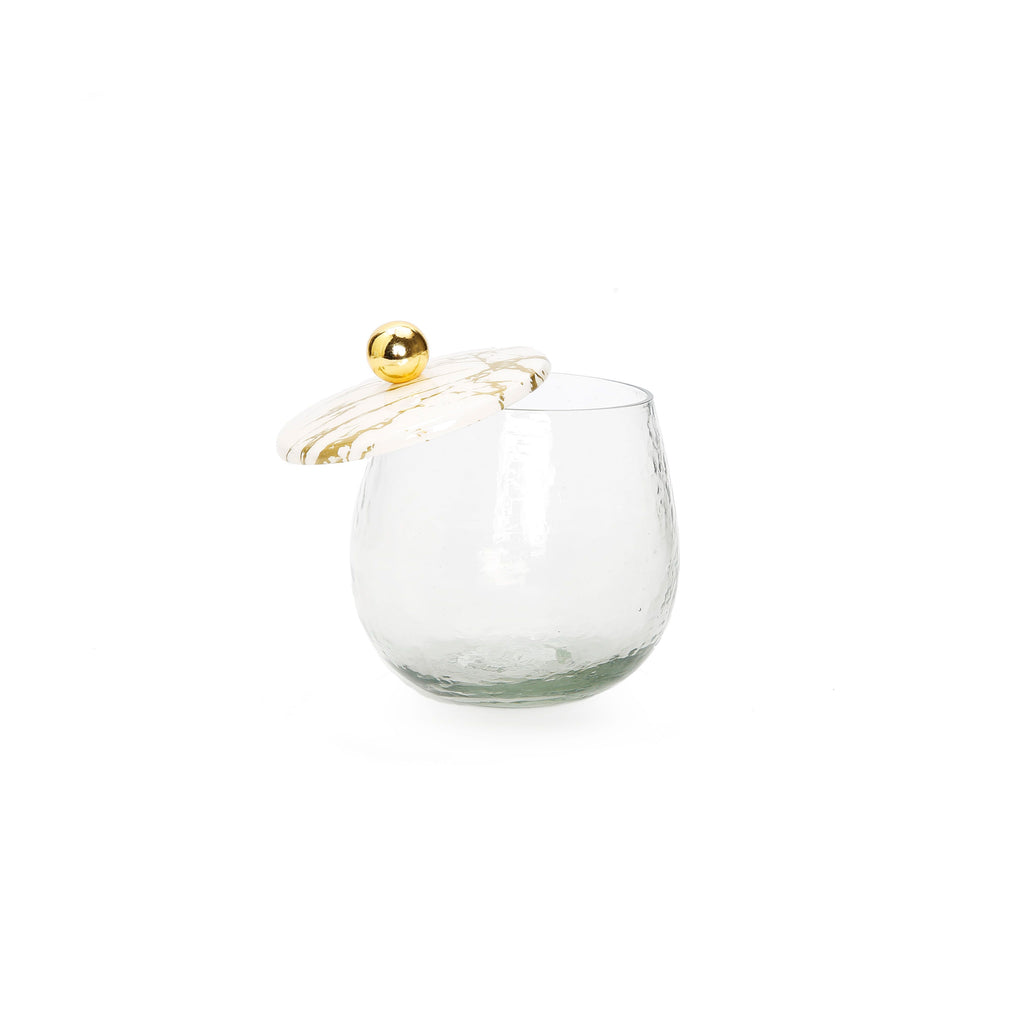 Gold Marble 3 Bowl Serving Dish with Gold Ball Design